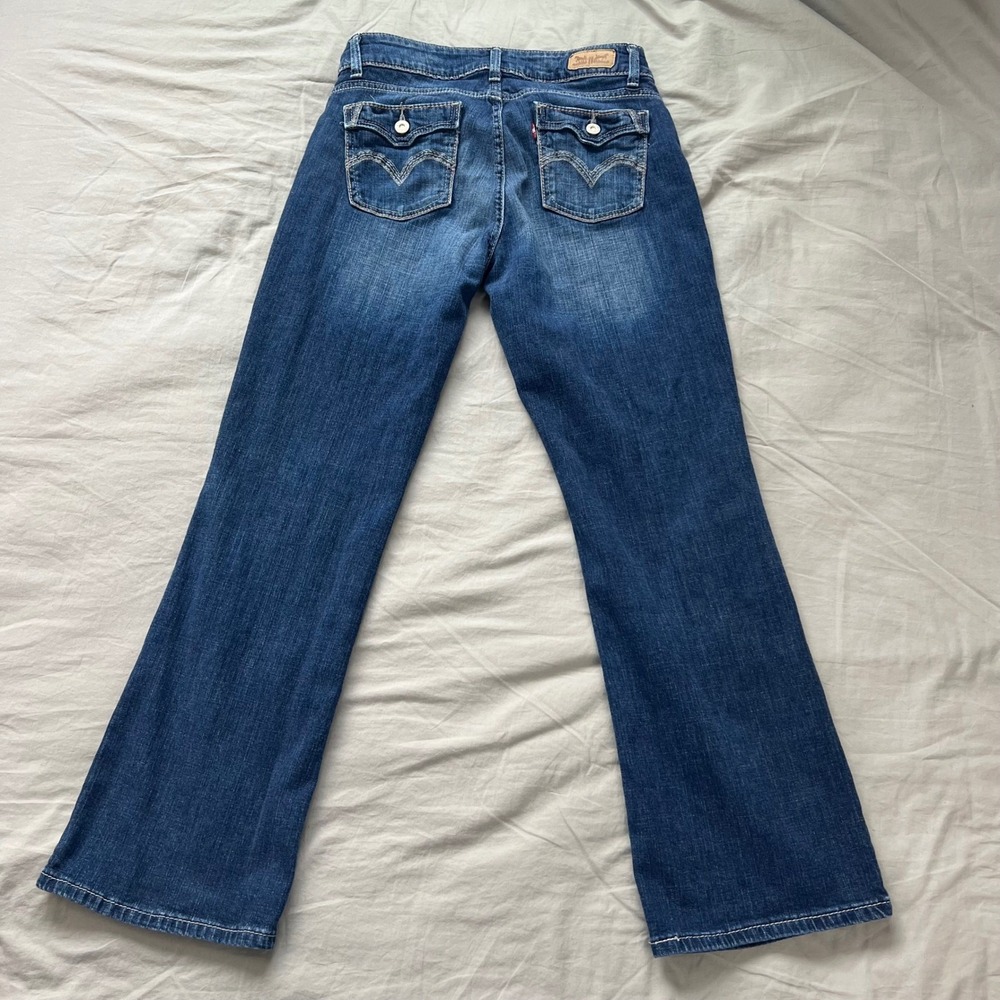 LEVI'S 529 Curvy Bootcut Jeans Women 30x30 Medium Wash Faux Back Flap Whipstitch